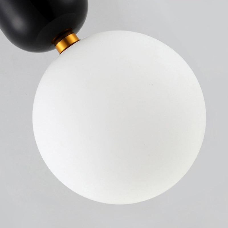 Modern Black/Gold/White Ball Pendant Light With Milky Glass Led Ceiling Fixture - 1 6/8/12 Wide