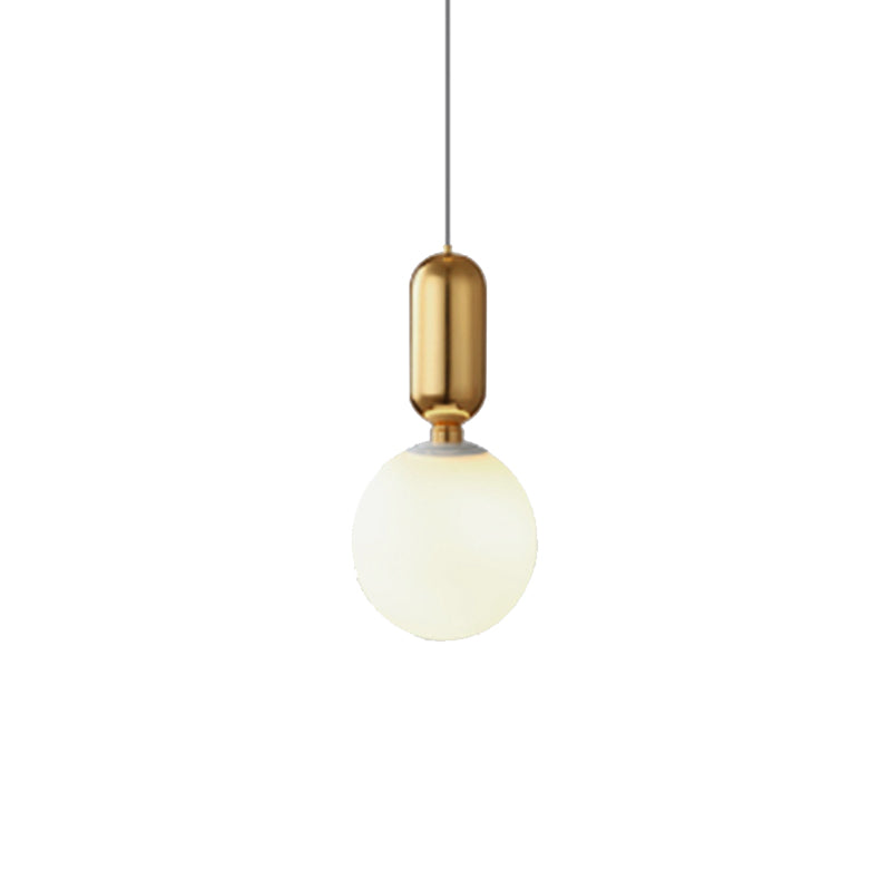 Modern Black/Gold/White Ball Pendant Light With Milky Glass Led - 1 6’/8’/12’ Wide Ceiling Fixture