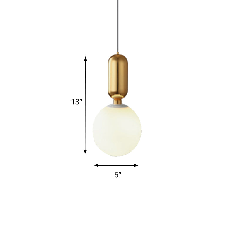 Modern Black/Gold/White Ball Pendant Light With Milky Glass Led - 1 6’/8’/12’ Wide Ceiling Fixture