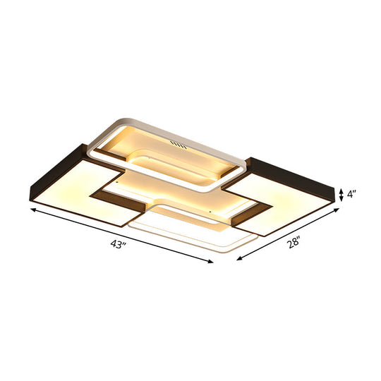 Contemporary Metal Led Ceiling Light Fixture For Living Room - Black Rectangular/Square Flush