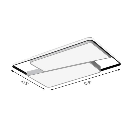16’/19.5’/35.5’ Rectangular/Square Flush Mount Led Ceiling Light - Modern White Fixture For