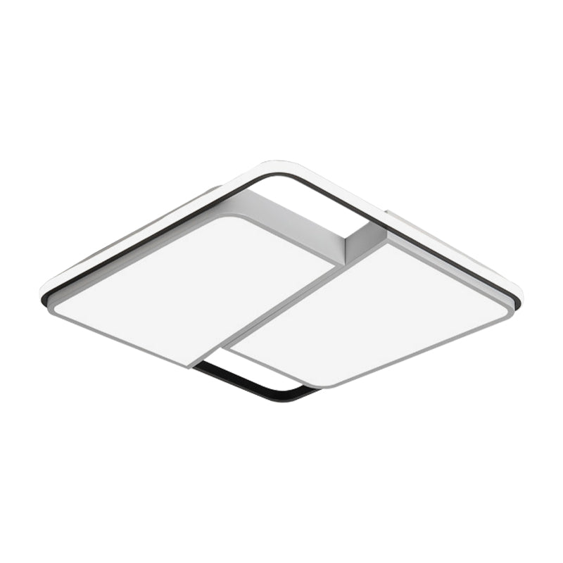 16’/19.5’/35.5’ Rectangular/Square Flush Mount Led Ceiling Light - Modern White Fixture For
