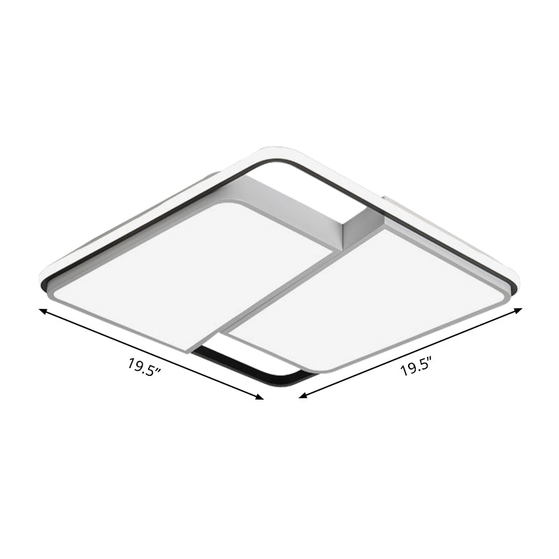 16’/19.5’/35.5’ Rectangular/Square Flush Mount Led Ceiling Light - Modern White Fixture For