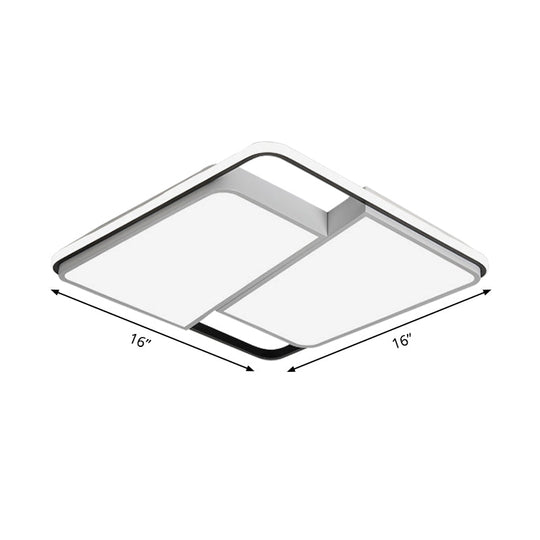 16’/19.5’/35.5’ Rectangular/Square Flush Mount Led Ceiling Light - Modern White Fixture For