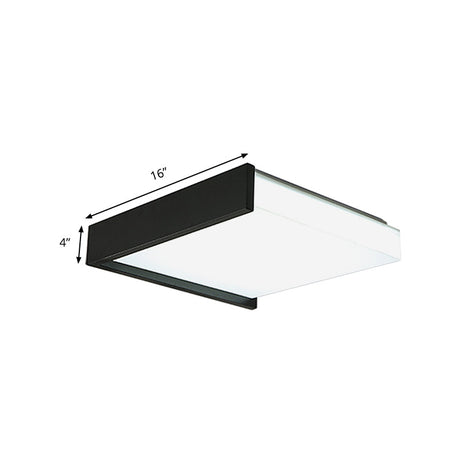 Contemporary Black Square Flush Light With Acrylic Shade - Led Bedroom Ceiling Fixture (16/19.5