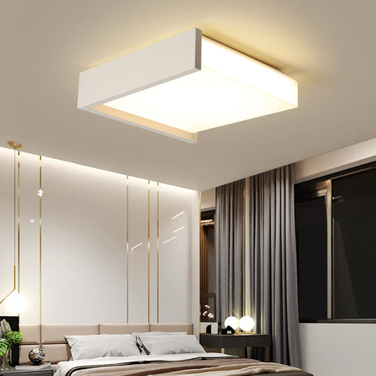 Modern Square Led Ceiling Light With Acrylic Shade - White Bedroom Flush Mount / 16 Warm