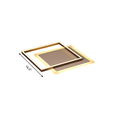 Modern Acrylic Led Coffee Flush Mount Lamp - 16.5/20.5/24.5 Wide Rectangular Warm/White Light