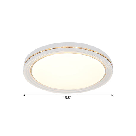 Minimalist Round Led Acrylic Ceiling Light Fixture - White Flush Mount Lighting For Parlor