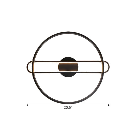 16.5/20.5 Wide Ring Semi Flush Led Ceiling Light - Modern Black Metallic Finish Warm/White Lighting