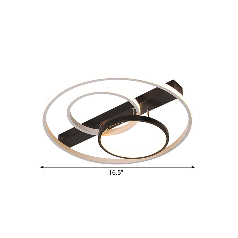 16.5’/20.5’ Contemporary Black And White Led Semi Flush Mount Ceiling Light