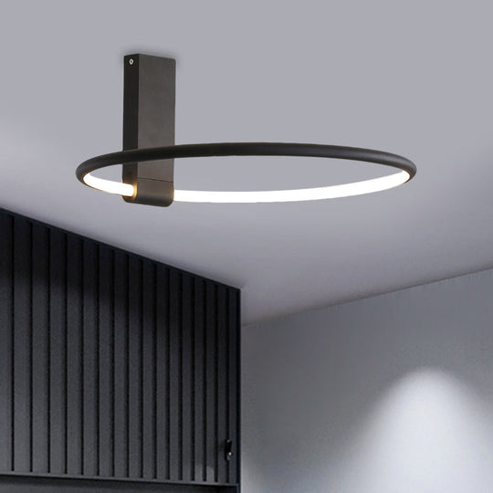 16’/23.5’ Wide Ring Led Flush Mount Ceiling Lamp In Modern Metallic Black/White/Gold Finishes