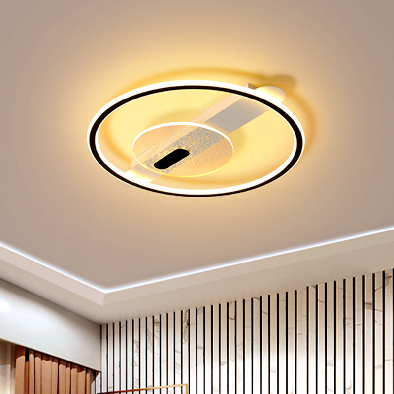 Black/Gold Led Semi - Flush Mount Acrylic Ceiling Lamp In Warm/White Light 16.5’/20.5’ Width