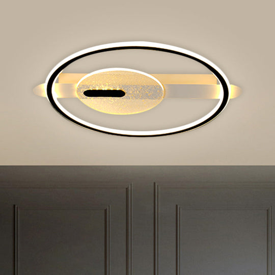Black/Gold Led Semi - Flush Mount Acrylic Ceiling Lamp In Warm/White Light 16.5’/20.5’ Width