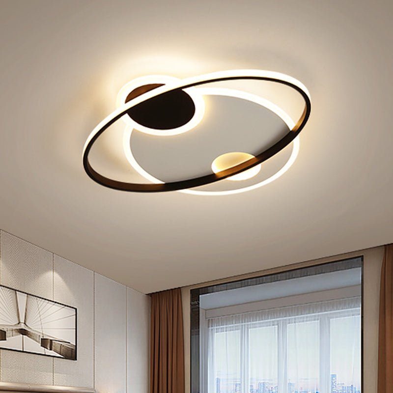 19’/21.5’ Planetary Orbit Semi Flush Led Ceiling Lighting In Black – Warm/White Light