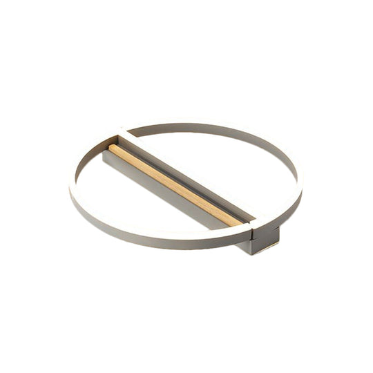 Circle Semi Flush Mount Metal Led Ceiling Fixture In Gold/Grey - 16.5’/20.5’ Wide Minimalistic