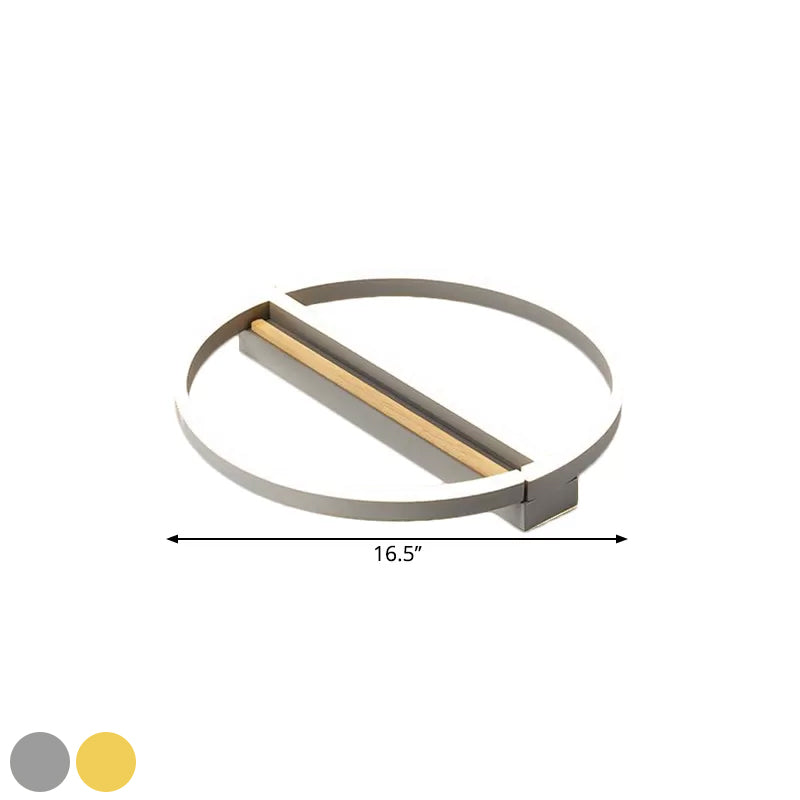 Circle Semi Flush Mount Metal Led Ceiling Fixture In Gold/Grey - 16.5’/20.5’ Wide Minimalistic