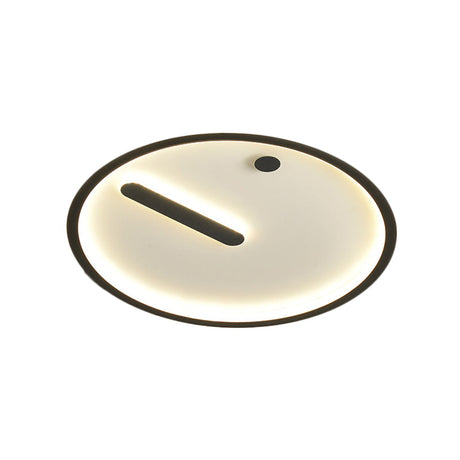 Modern Led Circle Flush Mount Metallic Ceiling Light In Black & White 12’/16’/19.5’ Wide