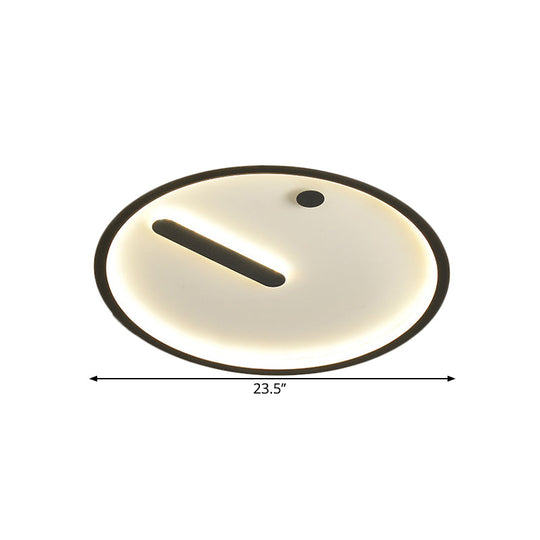 Modern Led Circle Flush Mount Metallic Ceiling Light In Black & White 12’/16’/19.5’ Wide