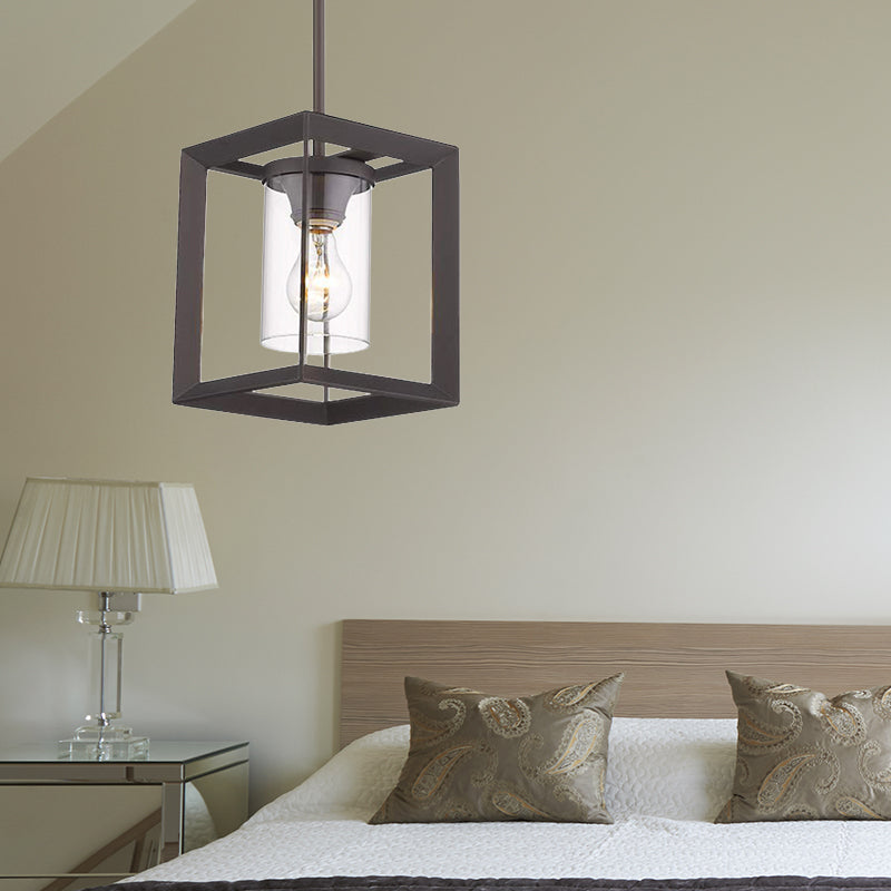 Industrial Black Glass Pendant Ceiling Light Fixture For Living Room