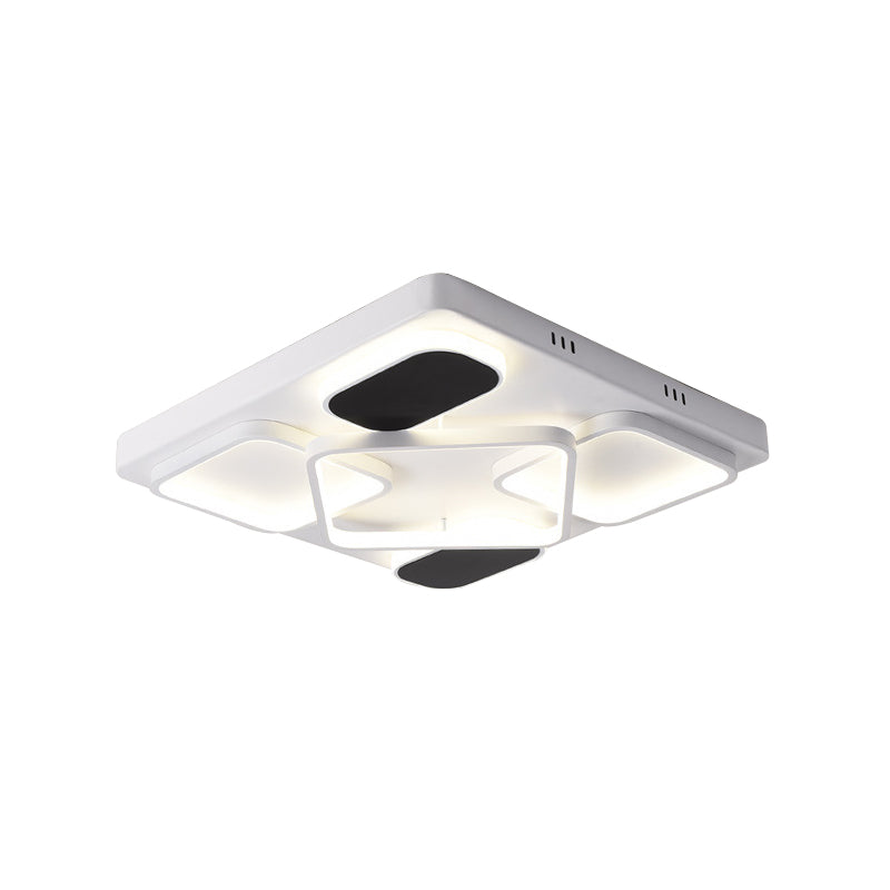 Modern Minimalist Square Flush Ceiling Light In Black – Acrylic Shade Led 21.5’/27.5’ Width