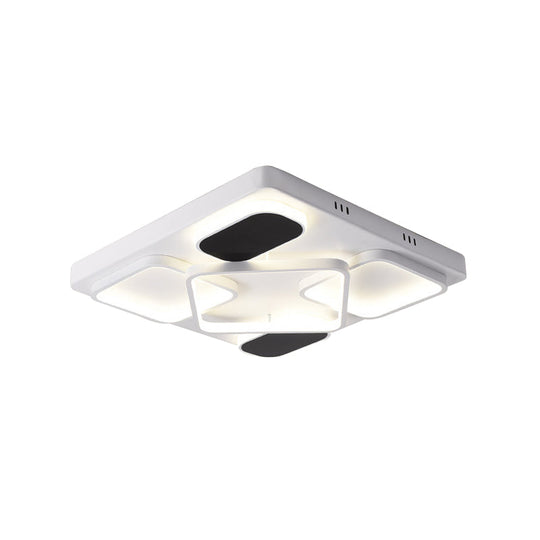 Modern Minimalist Square Flush Ceiling Light In Black – Acrylic Shade Led 21.5’/27.5’ Width