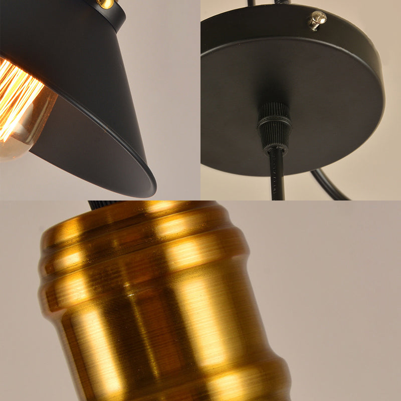 Vintage Cone Metal Ceiling Pendant Light - 1/2/3-Pack Black Stylish Design 10’/12’/14’ Width