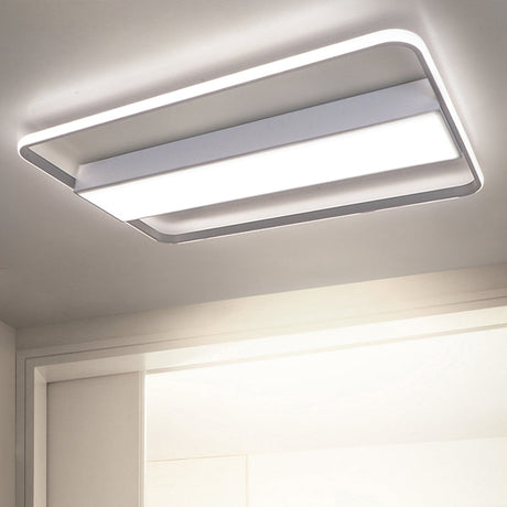Nordic Led Rectangular Ceiling Light With Acrylic Shade - White/Black Flush Mount For Bedroom