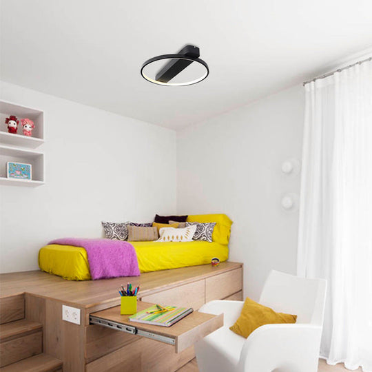 Modern Ring Acrylic Flush Light: 18’/25.5’ Wide Led Ceiling Fixture For Living Room (Black/White)