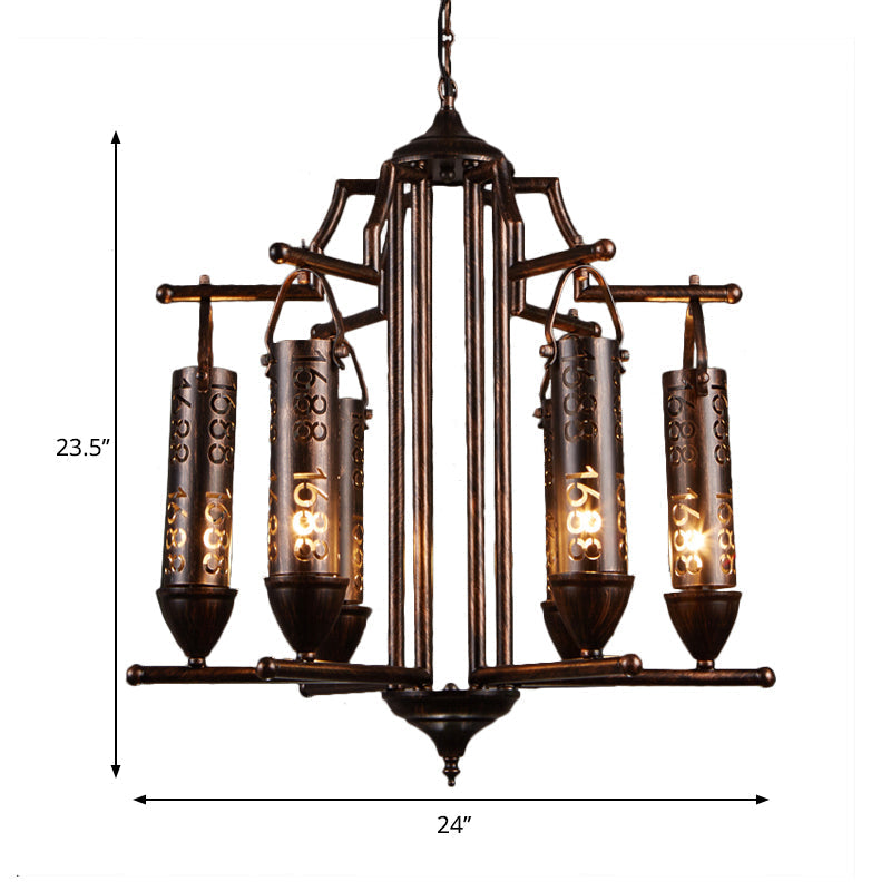 Rustic Iron Flute Hanging Light: Creative Chandelier With Number Design Perfect For Bars