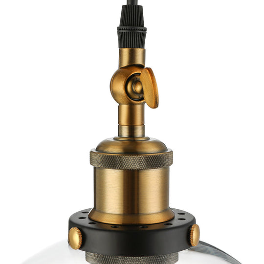 Vintage Industrial Brass Orb Pendant Light With Clear Glass Shade - 3/4-Light Multi Hanging Fixture