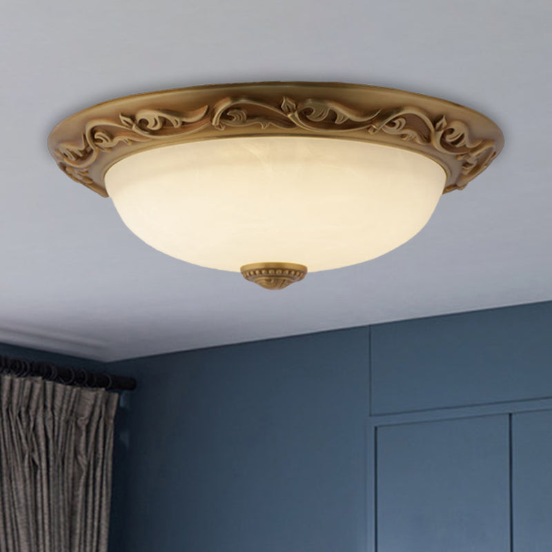 Farmhouse Dome Ceiling Lamp With Opaline Glass Brass Finish - Multiple Sizes & Lights Available /