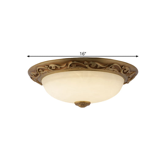 Farmhouse Dome Ceiling Lamp With Opaline Glass Brass Finish - Multiple Sizes & Lights Available