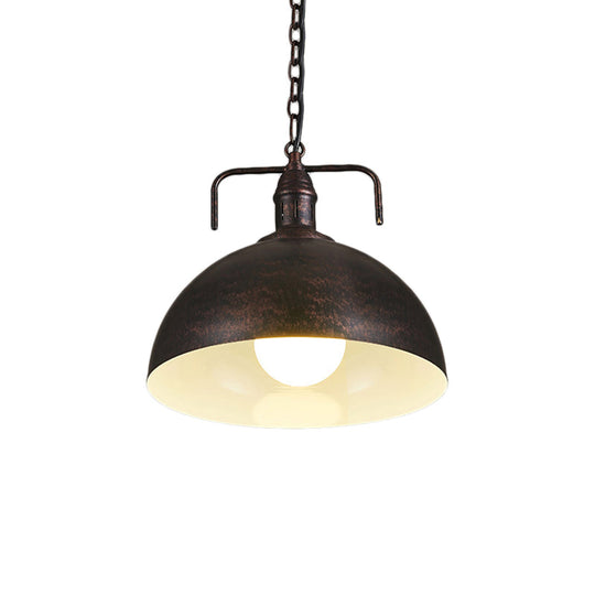 Industrial Metallic Living Room Pendant Light - 1 Red/Yellow/Rust Finish 12’/16’ Bowl