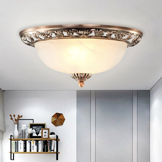 Vintage Dome Glass Flush Mount Ceiling Light Fixture - 2 Bulbs Brass/Bronze/Copper Finish