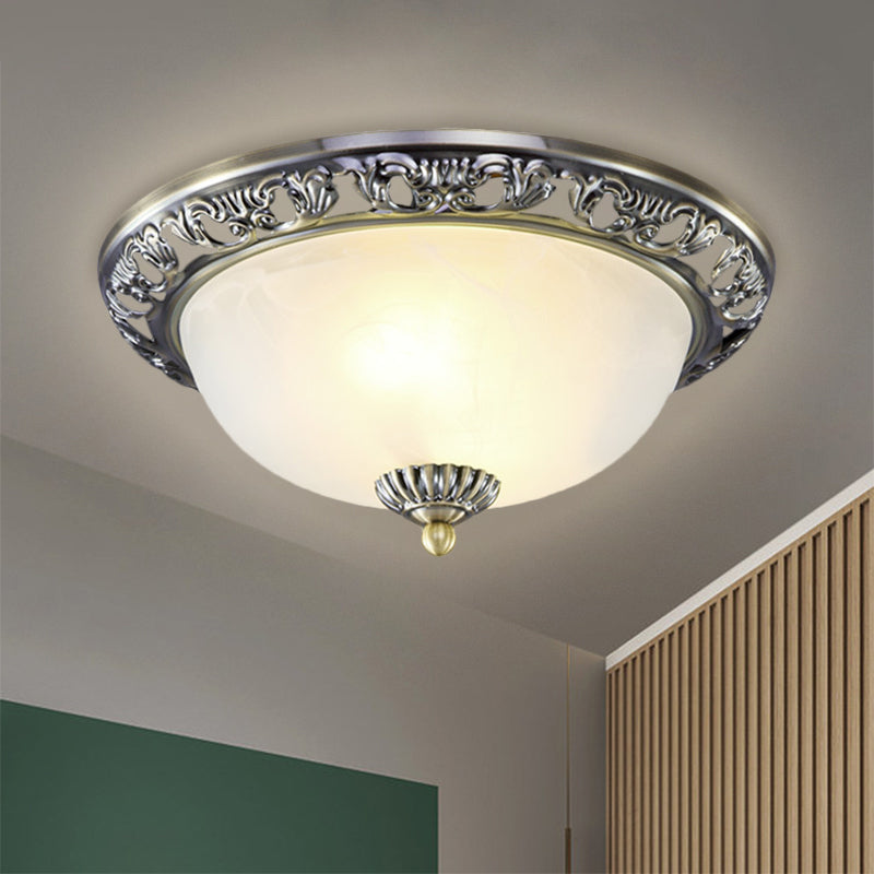 Vintage Dome Glass Flush Mount Ceiling Light Fixture - 2 Bulbs Brass/Bronze/Copper Finish 12.5/15