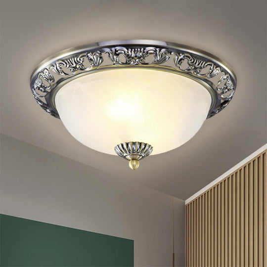 Vintage Dome Glass Flush Mount Ceiling Light Fixture - 2 Bulbs Brass/Bronze/Copper Finish 12.5/15