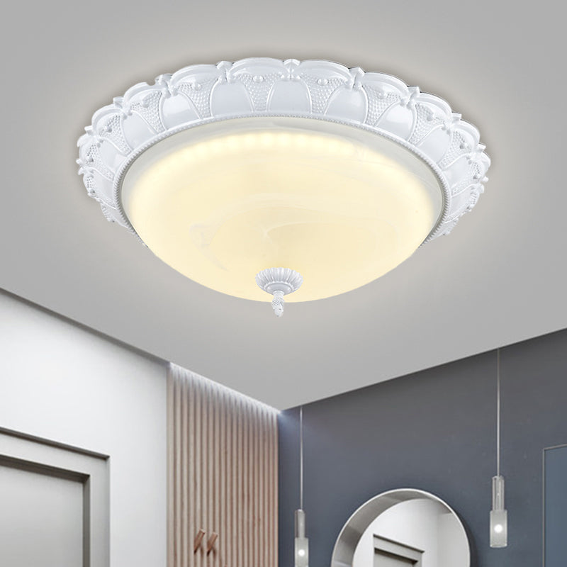 Flush Mount Led Dome Light In Cottage White With Frosted Glass 16’/20.5’ Width - Available Warm