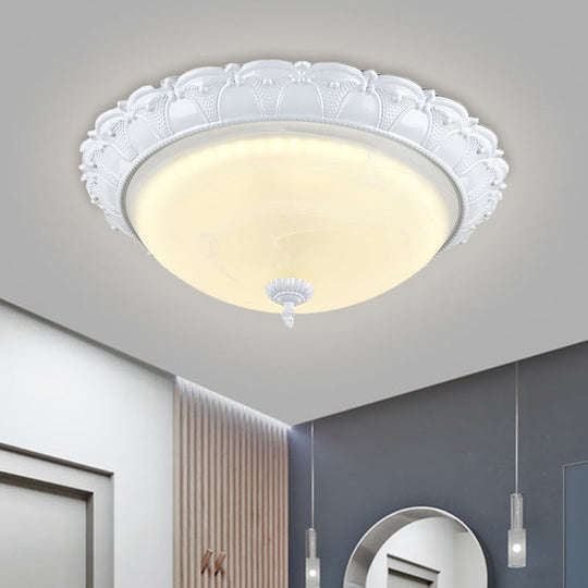 Flush Mount Led Dome Light In Cottage White With Frosted Glass 16/20.5 Width - Available Warm And
