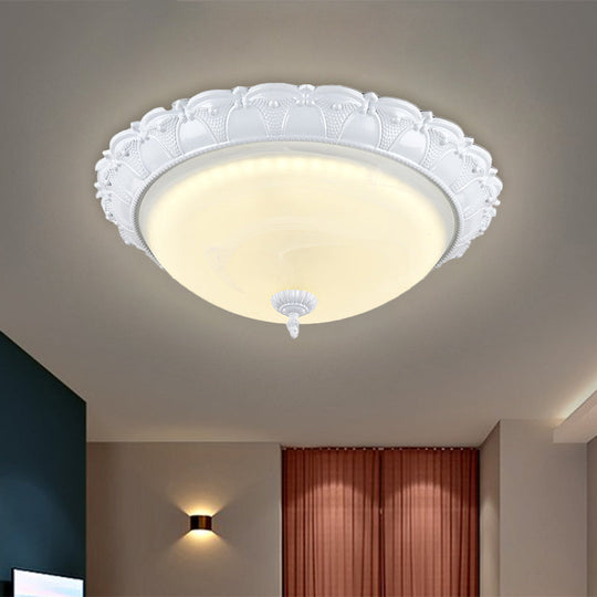 Flush Mount Led Dome Light In Cottage White With Frosted Glass 16/20.5 Width - Available Warm And