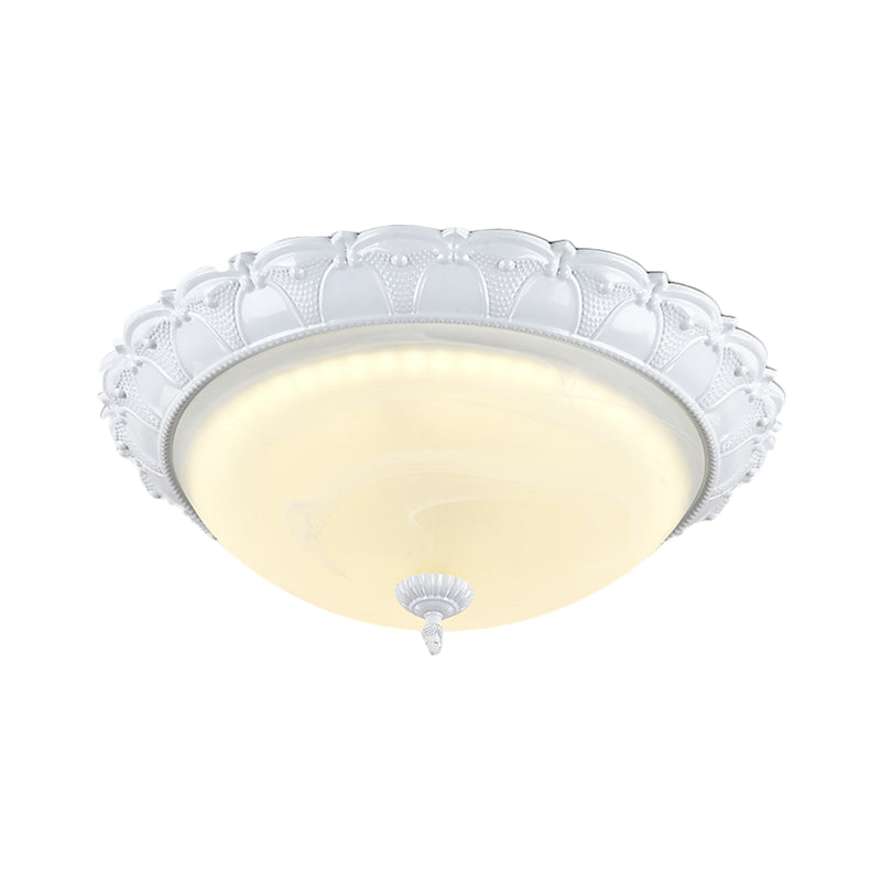 Flush Mount Led Dome Light In Cottage White With Frosted Glass 16’/20.5’ Width - Available Warm