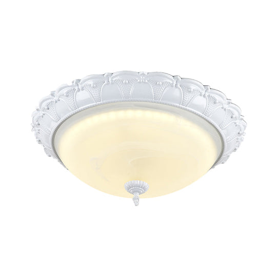 Flush Mount Led Dome Light In Cottage White With Frosted Glass 16’/20.5’ Width - Available Warm