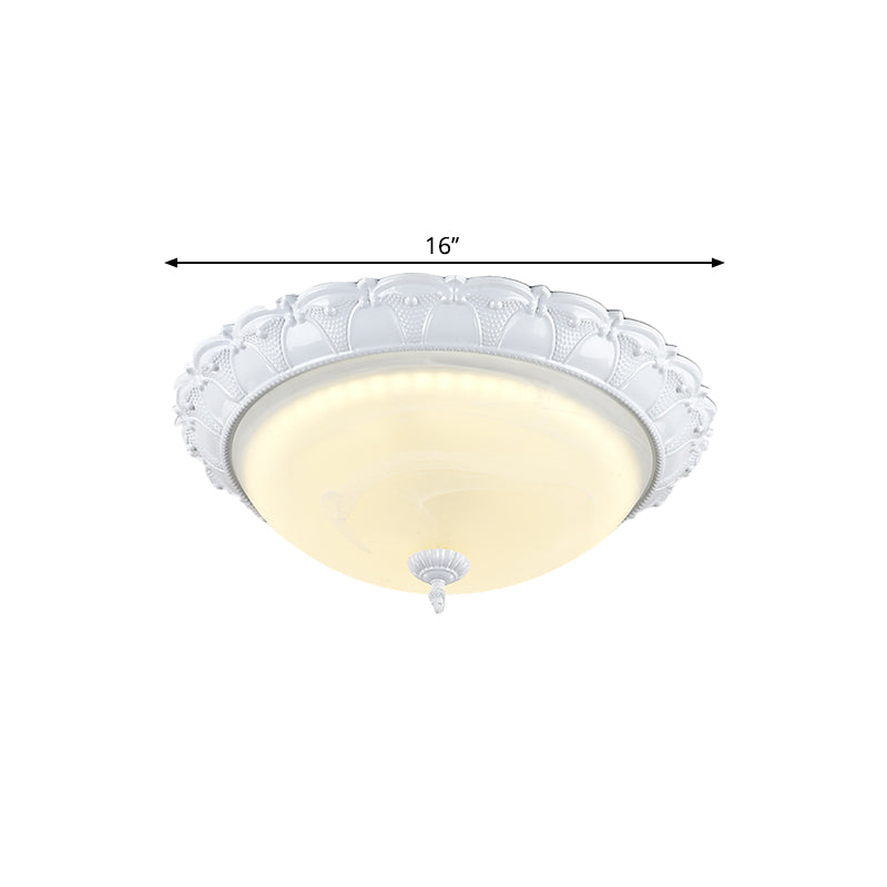 Flush Mount Led Dome Light In Cottage White With Frosted Glass 16’/20.5’ Width - Available Warm