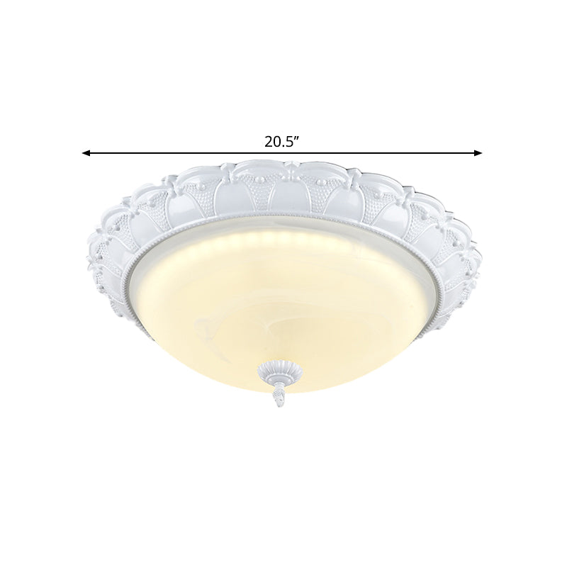 Flush Mount Led Dome Light In Cottage White With Frosted Glass 16/20.5 Width - Available Warm And