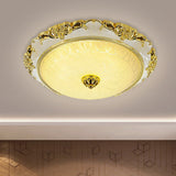 Traditional Round Glass Led Flush Light In Silver/Gold - 12/16/19.5 Width