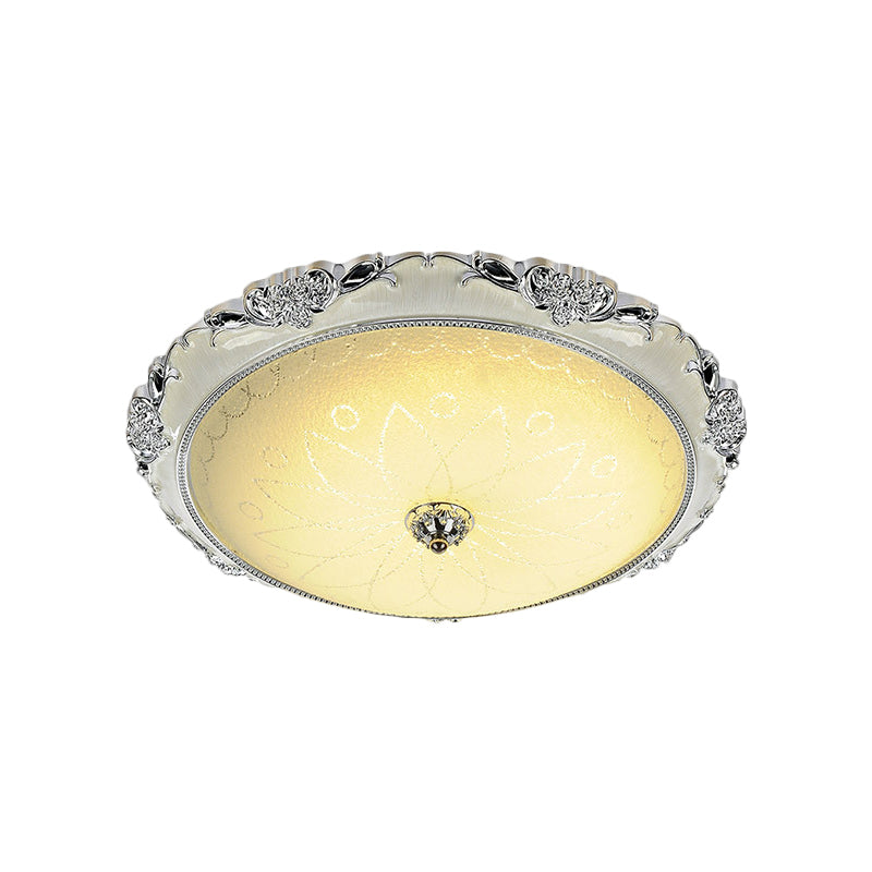 Traditional Round Glass Led Flush Light In Silver/Gold - 12/16/19.5 Width