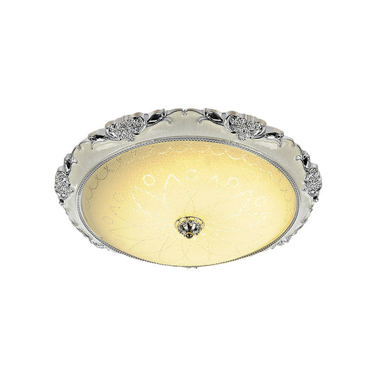 Traditional Round Glass Led Flush Light In Silver/Gold - 12/16/19.5 Width