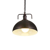 12/16 Industrial Metallic Bowl Pendant Lighting Fixture - 1 Light Red/Yellow/Rust Finish