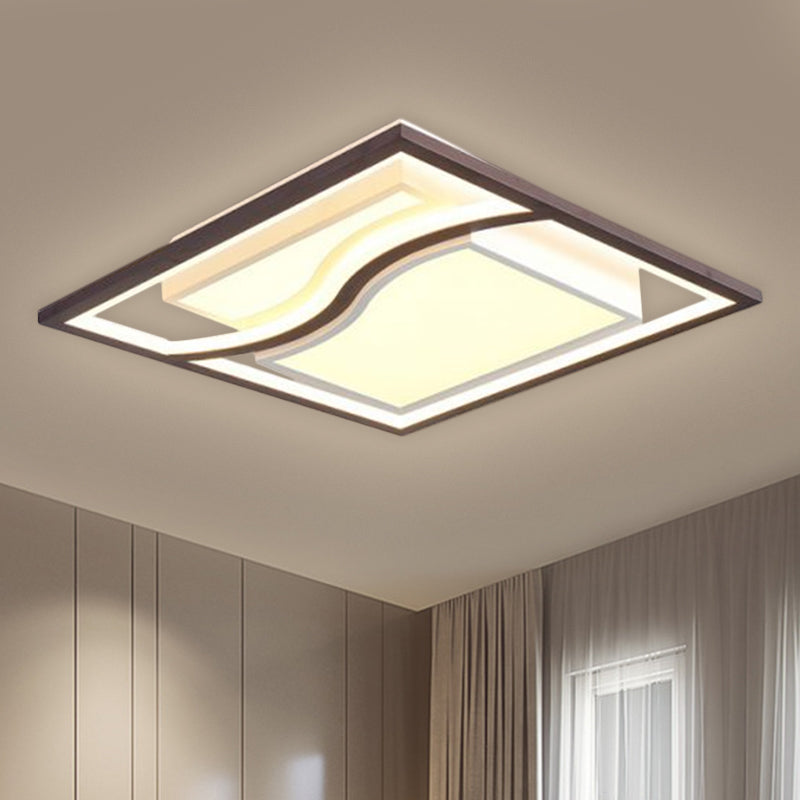 21’ Modern Square Flush Mount Led Ceiling Light In Black - Warm/White