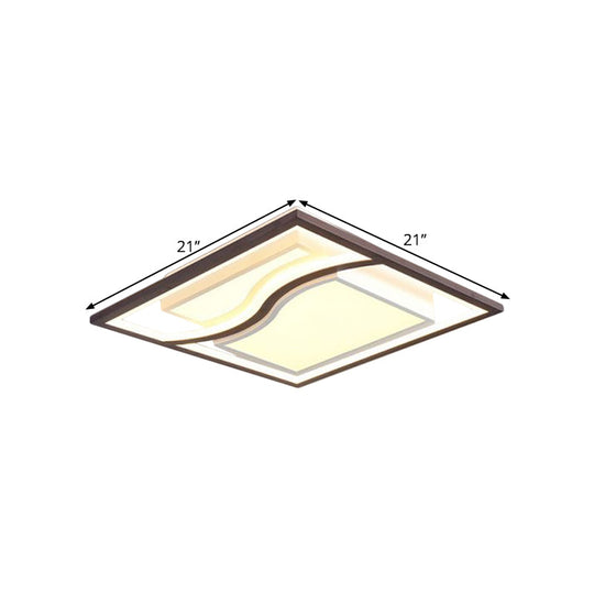 21’ Modern Square Flush Mount Led Ceiling Light In Black - Warm/White