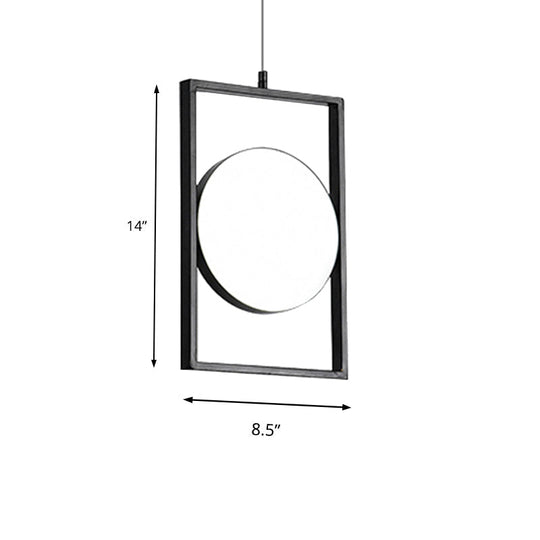 Post Modern Led Hanging Light Fixture Black Rectangle Pendant With Flexible Horizontal/Vertical